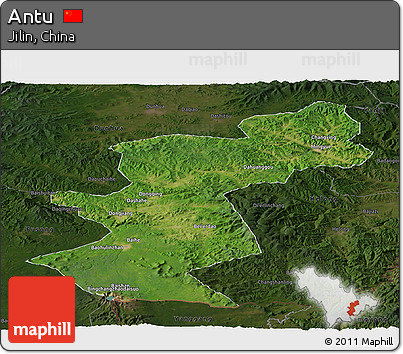 Satellite Panoramic Map of Antu, darken