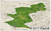 Satellite Panoramic Map of Antu, shaded relief outside