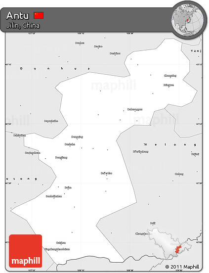 Silver Style Simple Map of Antu