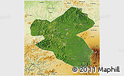 Satellite 3D Map of Fusong, physical outside