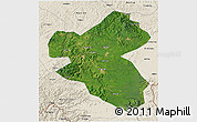 Satellite 3D Map of Fusong, shaded relief outside