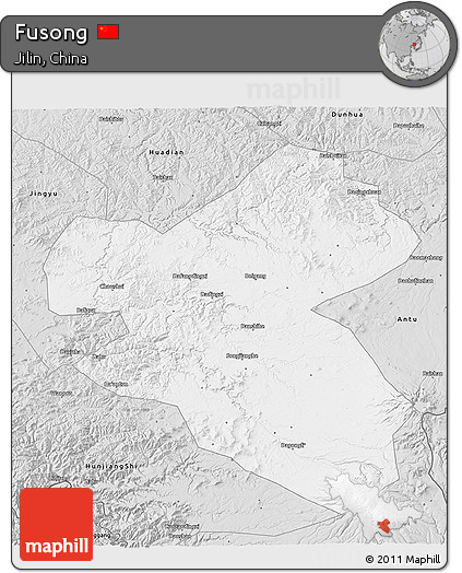 Silver Style 3D Map of Fusong