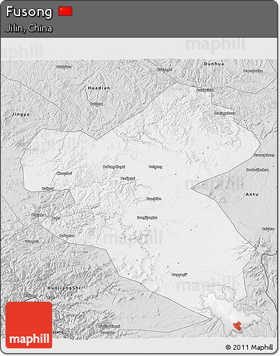 Silver Style 3D Map of Fusong
