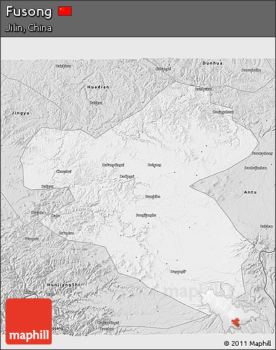 Silver Style 3D Map of Fusong