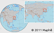 Gray Location Map of Fusong, within the entire country