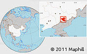 Gray Location Map of Fusong, highlighted country