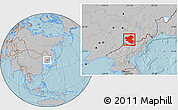 Gray Location Map of Fusong, hill shading