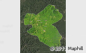 Satellite Map of Fusong, darken, semi-desaturated