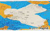 Shaded Relief Panoramic Map of Fusong, political outside