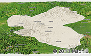 Shaded Relief Panoramic Map of Fusong, satellite outside