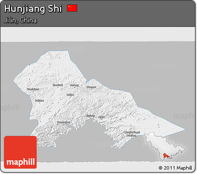 Gray 3D Map of Hunjiang Shi, single color outside