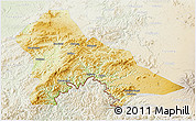 Physical 3D Map of Hunjiang Shi, lighten
