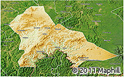 Physical 3D Map of Hunjiang Shi, satellite outside