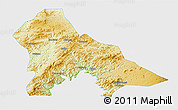 Physical 3D Map of Hunjiang Shi, single color outside