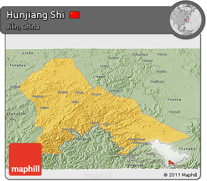 Savanna Style 3D Map of Hunjiang Shi