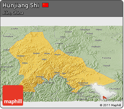 Savanna Style 3D Map of Hunjiang Shi