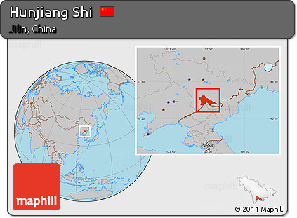 Gray Location Map of Hunjiang Shi