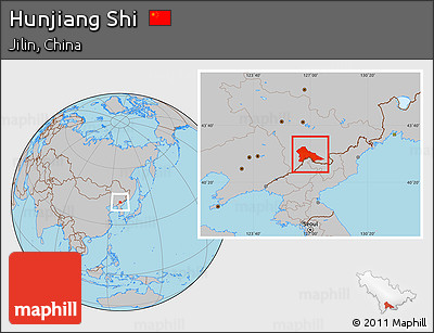 Gray Location Map of Hunjiang Shi