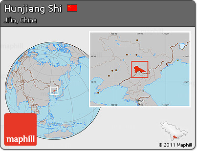 Gray Location Map of Hunjiang Shi