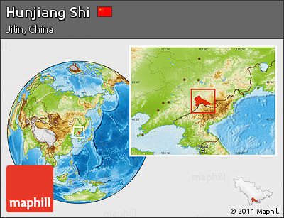 Physical Location Map of Hunjiang Shi