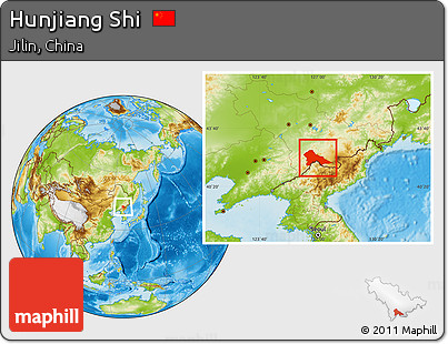 Physical Location Map of Hunjiang Shi