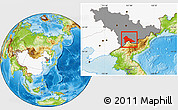 Physical Location Map of Hunjiang Shi, highlighted country, highlighted parent region