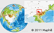 Physical Location Map of Hunjiang Shi, highlighted country