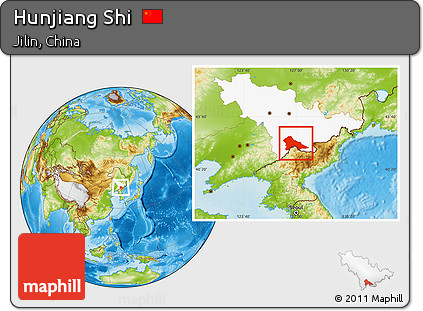 Physical Location Map of Hunjiang Shi, highlighted parent region