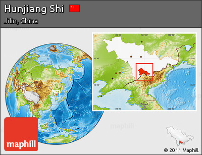 Physical Location Map of Hunjiang Shi, highlighted parent region