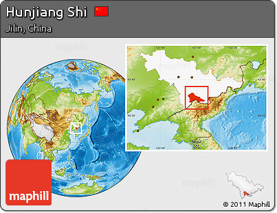 Physical Location Map of Hunjiang Shi, highlighted parent region
