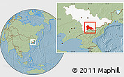 Savanna Style Location Map of Hunjiang Shi, highlighted parent region, hill shading