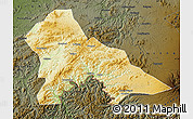 Physical Map of Hunjiang Shi, darken