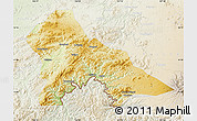 Physical Map of Hunjiang Shi, lighten