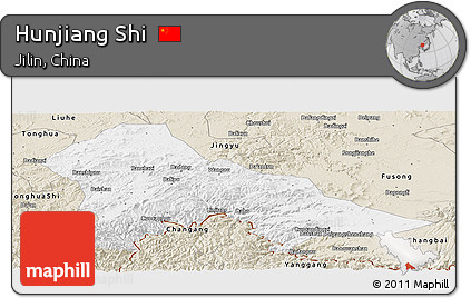 Classic Style Panoramic Map of Hunjiang Shi