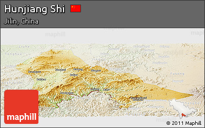 Physical Panoramic Map of Hunjiang Shi, lighten