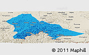 Political Panoramic Map of Hunjiang Shi, shaded relief outside