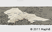 Shaded Relief Panoramic Map of Hunjiang Shi, darken