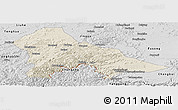 Shaded Relief Panoramic Map of Hunjiang Shi, desaturated
