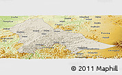 Shaded Relief Panoramic Map of Hunjiang Shi, physical outside