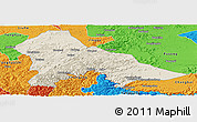 Shaded Relief Panoramic Map of Hunjiang Shi, political outside
