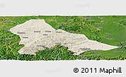 Shaded Relief Panoramic Map of Hunjiang Shi, satellite outside