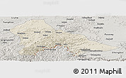 Shaded Relief Panoramic Map of Hunjiang Shi, semi-desaturated