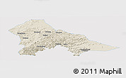 Shaded Relief Panoramic Map of Hunjiang Shi, single color outside