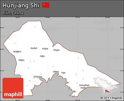 Gray Simple Map of Hunjiang Shi, cropped outside