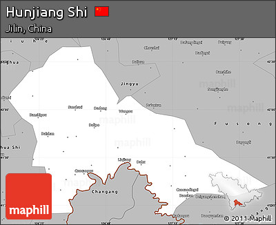 Gray Simple Map of Hunjiang Shi