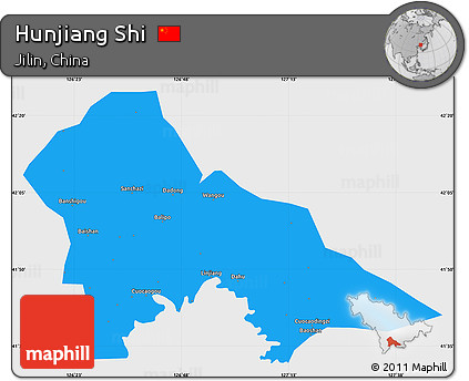 Political Simple Map of Hunjiang Shi, single color outside