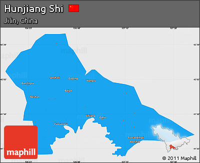Political Simple Map of Hunjiang Shi, single color outside