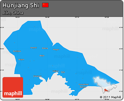 Political Simple Map of Hunjiang Shi, single color outside