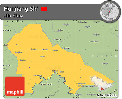 Savanna Style Simple Map of Hunjiang Shi