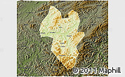 Physical 3D Map of Tonghua Shi, darken